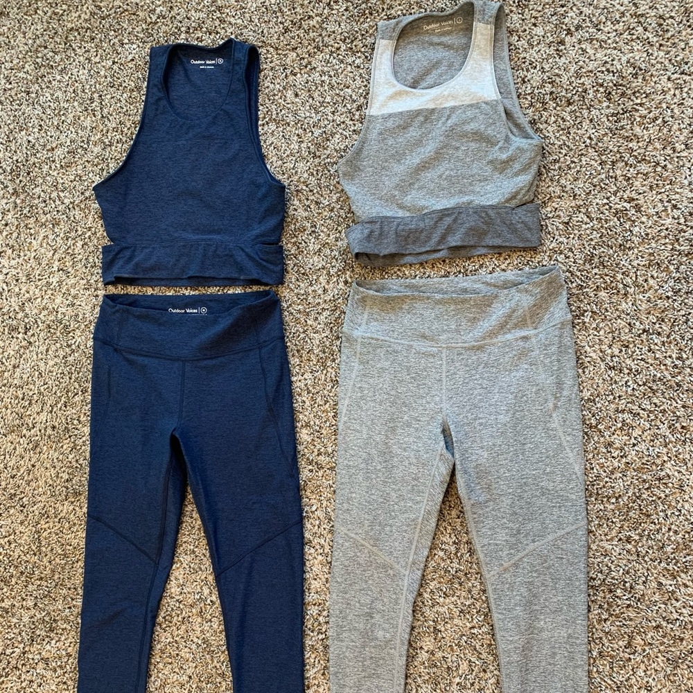Outdoor voices tricolor workout set